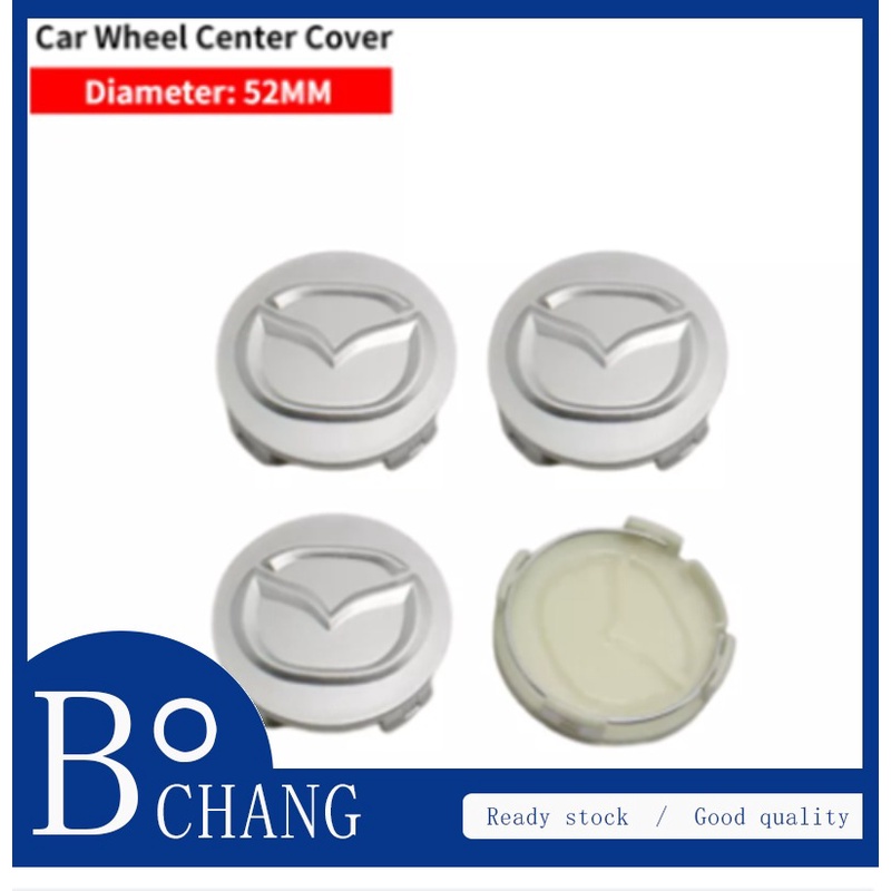 Bochang 4PCS 52 มม.ล้อกลางขอบป้ายล้อ Hub Rim Center Cap ฝาครอบสติกเกอร์สัญลักษณ์สําหรับ MAZDA 2 ก่อน 2016