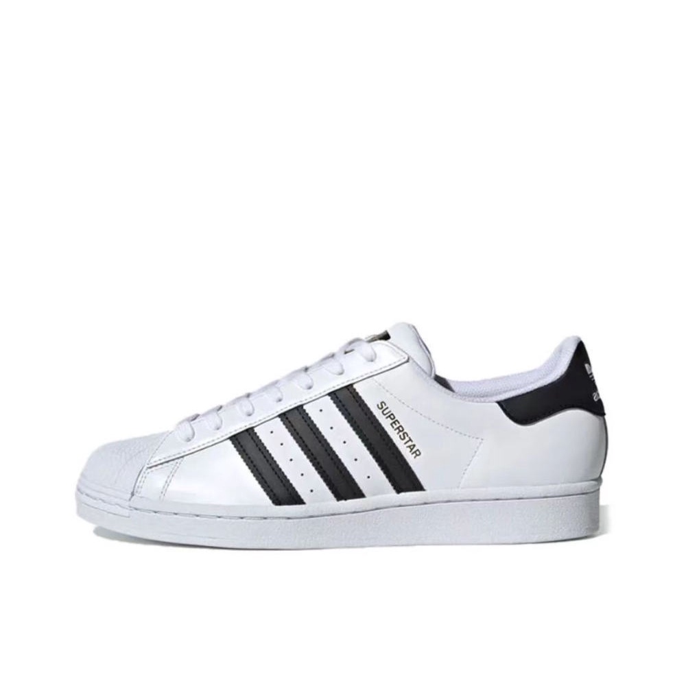 Adidas SUPERSTAR สีขาวสีดำ EG4958 ผ้าใบ Unisex ต้นฉบับ 100% รองเท้า true