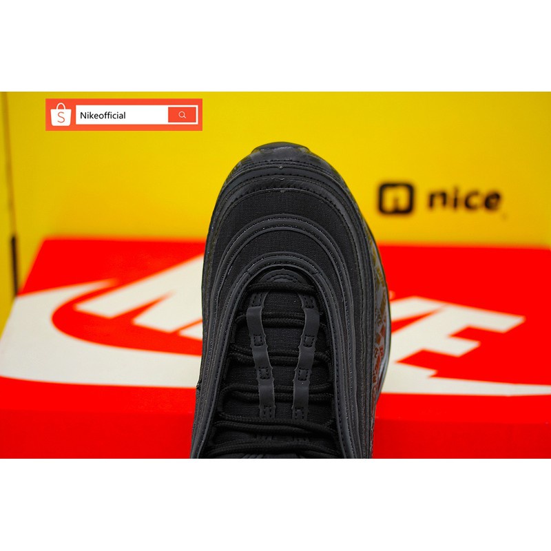 Authentic NIKE  Air Max 97 "Reflective logo" Radiation Sign Korea Black running shoes For Men&amp;Women