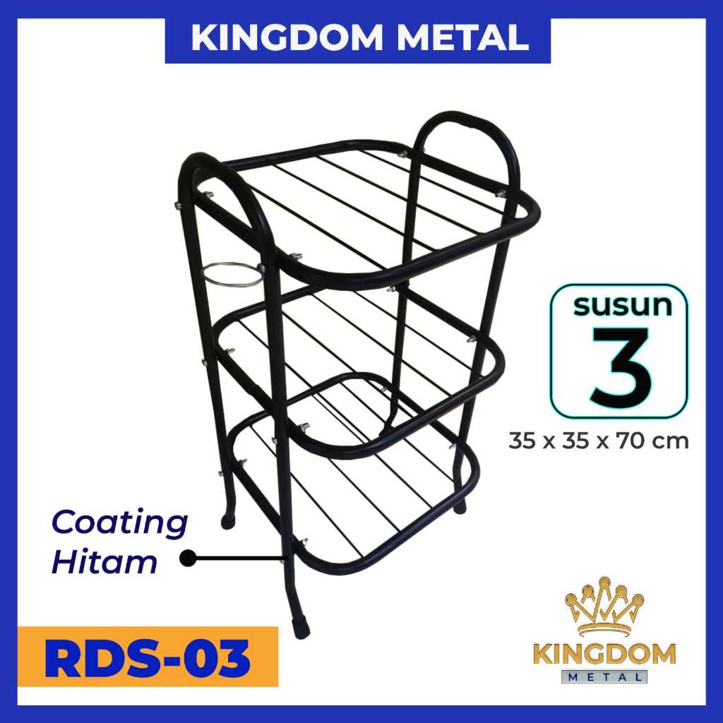 KINGDOM - RDS 03 | ชั้นวางตู้โครเมี่ยมสีขาว 3 ชั้น | โต๊ะกระปุก | ชั้นวางของอเนกประสงค์ | โต๊ะตู้มิน