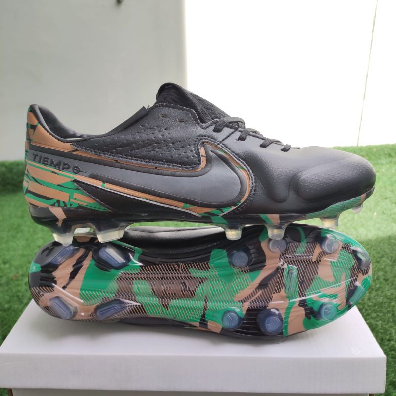 Nike Tiempo Legend 9 Elite Black Army FG รองเท้าฟุตบอล กีฬา