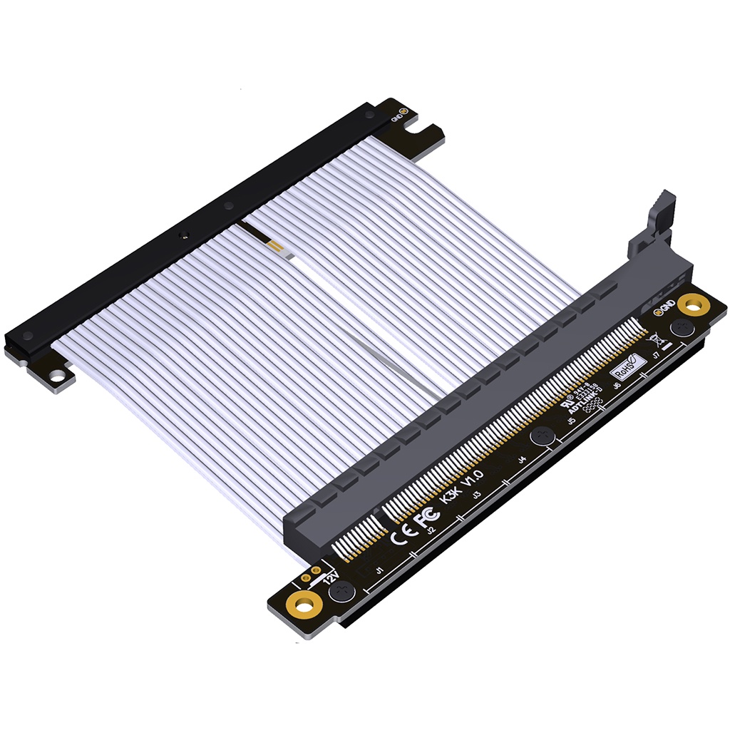 Adt-link สายเคเบิลไรเซอร์ PCI-E 4.0 X16 PCI Express ต่อขยาย GPU ย้อนกลับคู่ สายสีเงิน สําหรับเคส ITX A4 PC RTX4090 RX6800xt การ์ดจอ