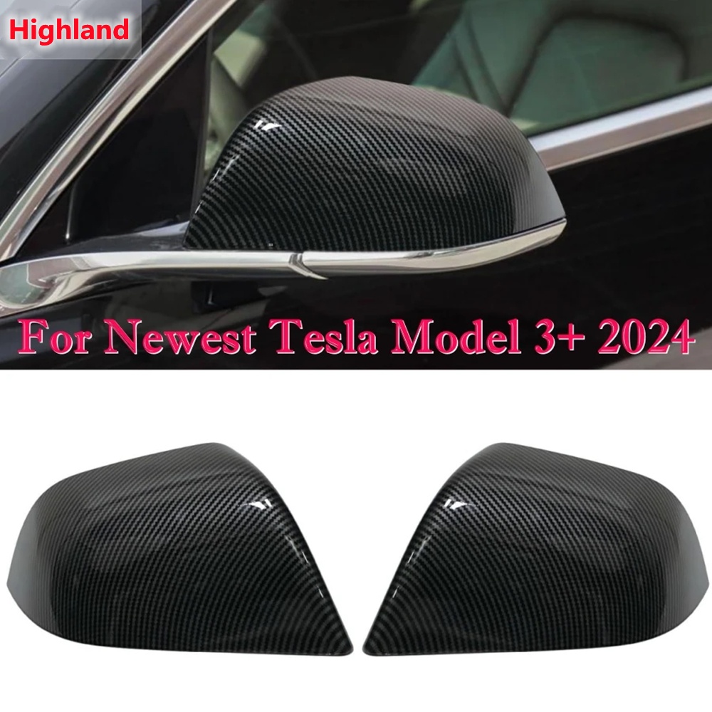 ​ฝาครอบกระจกมองข้าง คาร์บอนไฟเบอร์ ABS สําหรับ Tesla Model 3+ 2024 Highland 2 ชิ้น