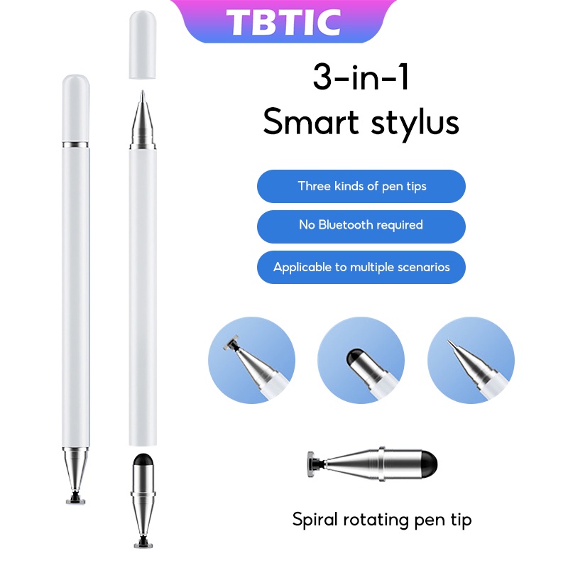 TBTIC 3 IN 1 ปากกาสไตลัสโลหะสําหรับโทรศัพท์มือถือ Android สําหรับ IPad Matepad Capacitive หน้าจอสัมผัสปากกาแท็บเล็ต