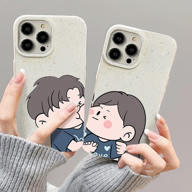 สำหรับ iPhone 11 13 For เคสไอโฟน 14 15 12 Pro Max X XS XR 6 7 8 14 15 Plus 12 13MINI จูบ เด็กชาย สาว คู่รักซิลิโคนเคส