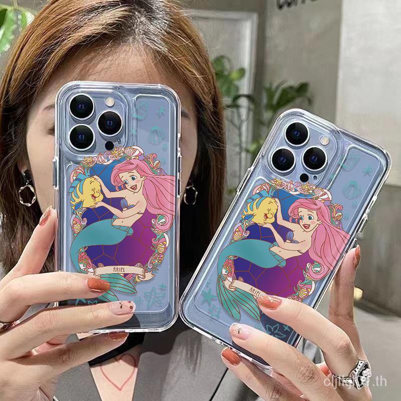 เคสโทรศัพท์มือถือแบบนิ่ม ใส ลายเจ้าหญิงนางเงือก อวกาศ ผมสีชมพู สําหรับ Iphone 15 14 12 1311 12 11promax xsmax xs xrins QBOX
