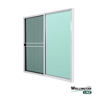 GlobalHouse WELLINGTAN (LIKE) ประตูอะลูมิเนียม บานเลื่อน SS W-AL/008 WH 200x205ซม. สีขาว พร้อมมุ้ง สินค้าของแท้คุณภาพดี