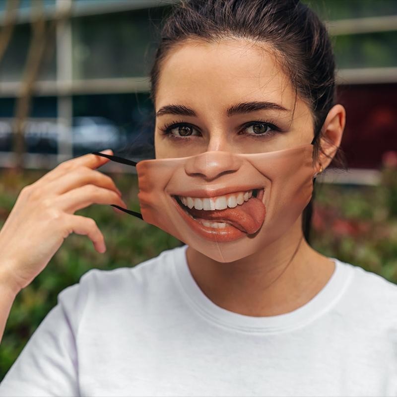 หน้ากากลิ้นม้วนตลกสําหรับทั้งชายและหญิงทําจากผ้าฝ้ายต้านเชื้อแบคทีเรียสวมใส่สบายอุปกรณ์เสริมสําหรับผู้หญิง - รูปที่ 6