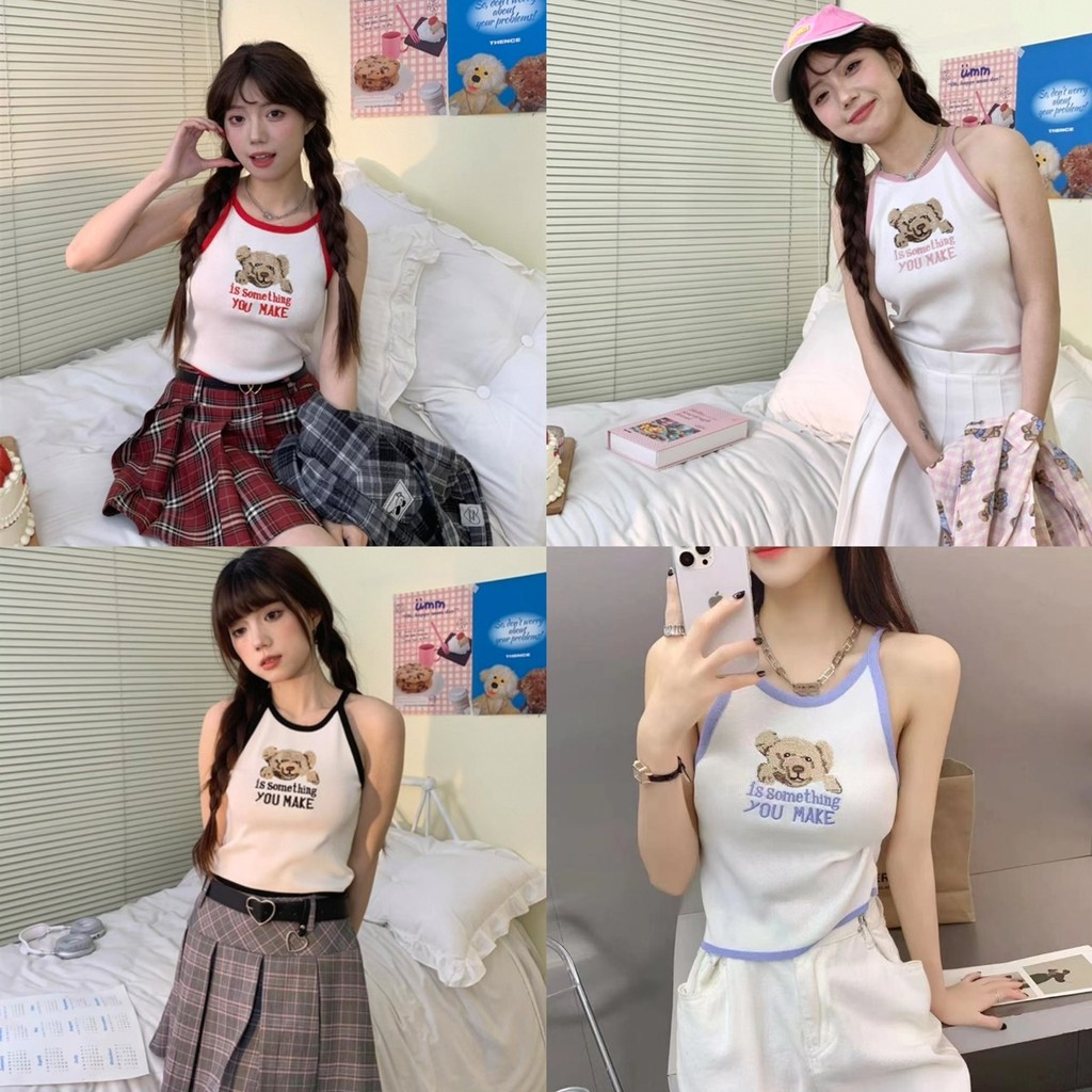 💖MKL💖เสื้อกล้ามไหมพรม สายเดี่ยว เสื้อไหมพรม สไตล์เกาหลีทรงเกาะอกเซ็กซี่#7215
