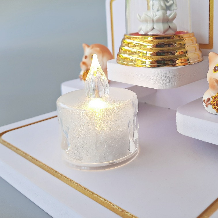 🕯️ เทียนจำลอง***แบบใสรุ่นใหม่*** ไฟ LED ตกแต่งหิ้งพระ ปลอดภัยและสวยงาม TJL63