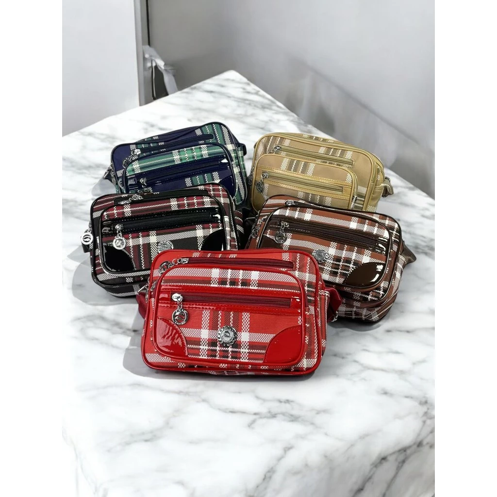 🚚สินค้าพร้อมส่ง🚚 กระเป๋าสะพายข้างผู้หญิง กระเป๋าลายสก๊อต กระเป๋าสะพายข้างแฟชั่นขนาดใหญ่ ราคากันเอง