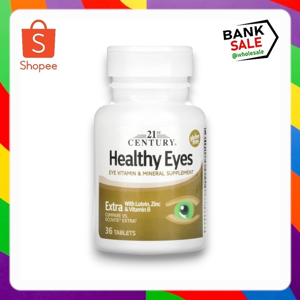 พร้อมส่ง 21st Century, Healthy Eyes, Extra With Lutein, Zinc & Vitamin B, 36 Tablets. 36เม็ด