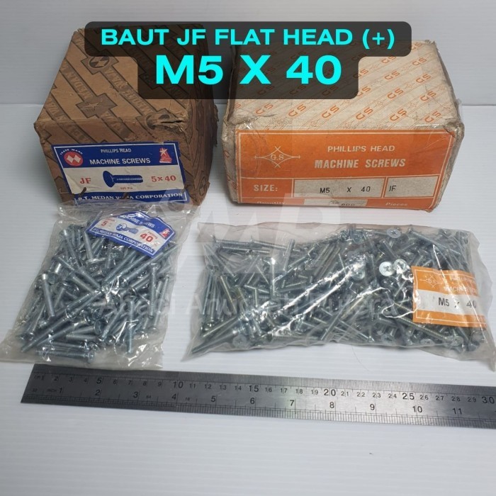 ไขควง JF Bolt M5 x 40 หัวแบน 5x40 มม. พร้อมเกลียวเต็ม (500 ชิ้น)
