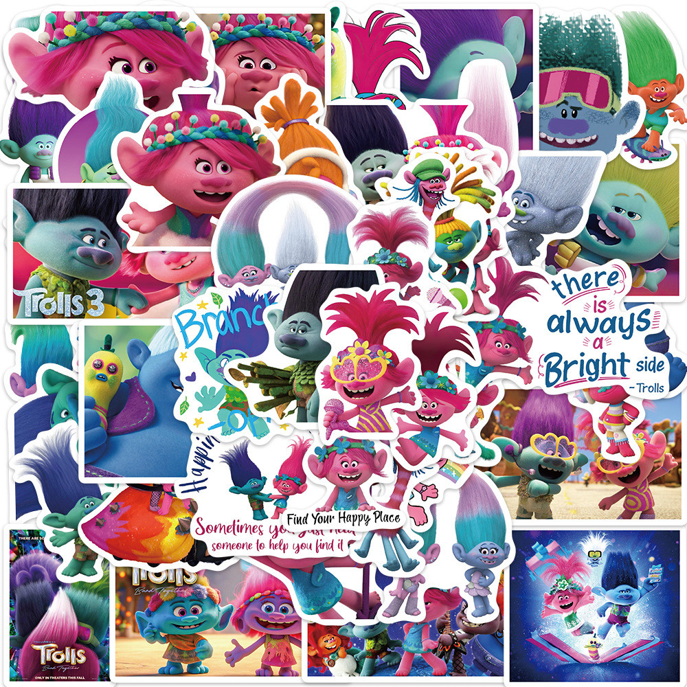 สติกเกอร์การ์ตูน 50แบบ ไม่ซ้ำ Trolls 3 - ตกแต่งแก้ว DIY กันน้ำ จากประเทศไทย