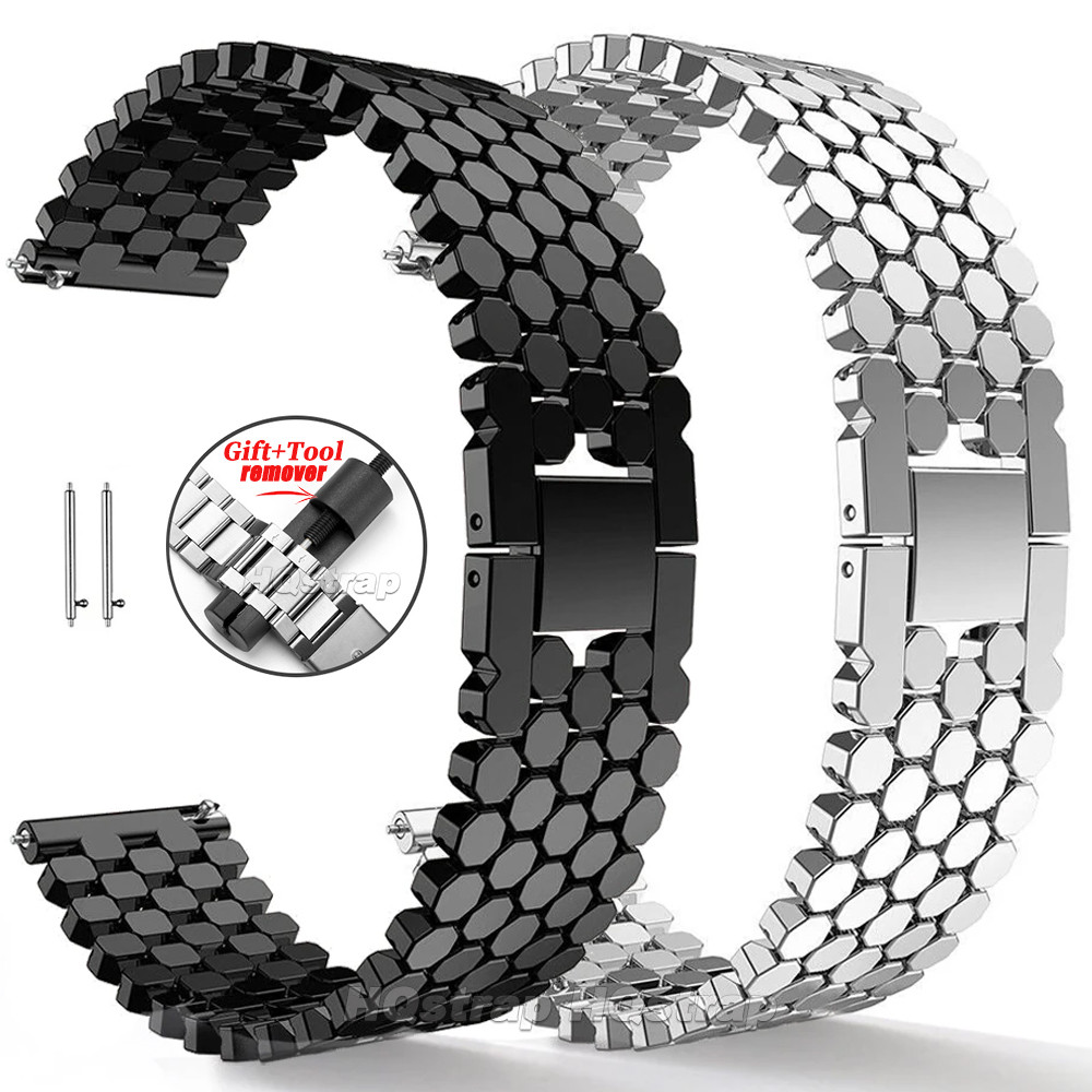 วงดนตรี 22 มม. สายโลหะ สร้อยข้อมือแบบปลดเร็ว เข็มขัดลายเกล็ดปลาสําหรับผู้หญิง สายนาฬิกาข้อมือสแตนเลส สายรัดทดแทนสากล