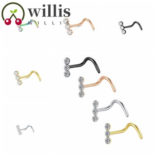 Willis เครื่องประดับ จิวเจาะจมูก สเตนเลส ประดับเพทาย โอปอล หลากสี