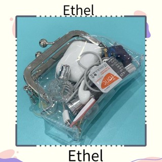 Ethel1 กระเป๋าใส่เหรียญ คลิปปากเหล็ก กระเป๋าใสย้อนยุค PVC พร้อมจี้กุญแจ ลิปสติก กระเป๋าผู้หญิง