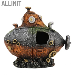 Allinit Submarine  Decoration Vivid Resin Sunken Ship Fish Tank Ornament for Saltwater and Freshwater