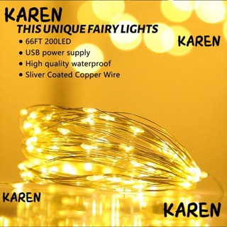 Karen สายไฟหิ่งห้อย LED 200 ดวง 8 โหมด 66 ฟุต ปลั๊ก USB สีขาวอบอุ่น พร้อมรีโมตคอนโทรล และตัวจับเวลา กันน้ํา สําหรับบ้าน ห้อง 2 แพ็ก