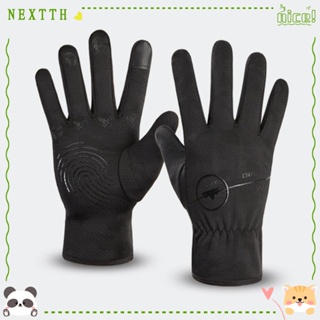 Nextth ถุงมือหน้าจอสัมผัส ถุงมือจักรยาน แบบเต็มนิ้ว กันลม กันน้ํา สีพื้น สําหรับผู้ชาย