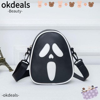 Okdeals กระเป๋าถือ กระเป๋าสะพายไหล่ หนัง PU ลายการ์ตูนผีฮาโลวีน ความจุสูง แฟชั่นสําหรับสตรี