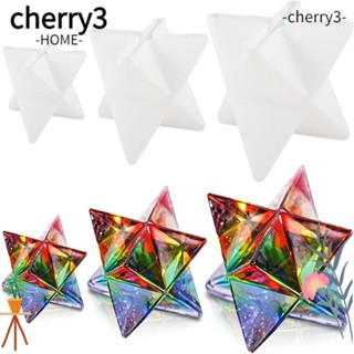 Cherry3 ชุดแม่พิมพ์ซิลิโคนเรซิ่น อีพ็อกซี่ รูปดาวหกเหลี่ยม สีขาว 4.5*2.8*3 ซม. 5.7*3.8*4 ซม. 7.2*4.7*5 ซม. 3 ขนาด สําหรับตกแต่งบ้าน 3 ชิ้น