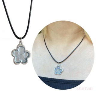 Zuo สร้อยคอแฟชั่น ลายดอกไม้ สีฟ้าอ่อน สําหรับคนรักแฟชั่น