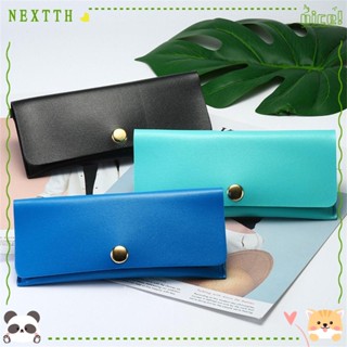 Nextth กล่องแว่นกันแดด กระเป๋าแว่นตา หนัง PU พับได้ สีพื้น แฟชั่น