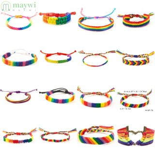 Maywi LGBT สร้อยข้อมือเชือก สีรุ้ง สไตล์คู่รัก มิตรภาพ