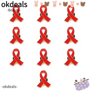 Okdeals เข็มกลัดริบบิ้น สีชมพู สีแดง สีม่วง 10 ชิ้น