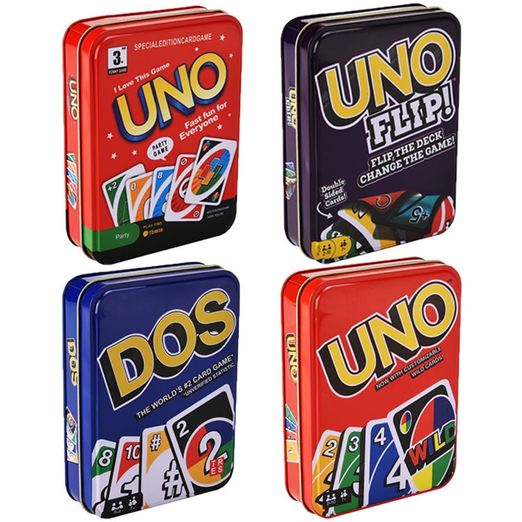 [เกม Mumu-board] การ์ดเกมปาร์ตี้ UNO หนาเล่นไพ่กล่องเหล็กดีลักซ์แบบพกพา UNO หมากรุกการ์ดปาร์ตี้ยามว่างหลายคนการ์ดโต้ตอบเกมกระดานปริศนา