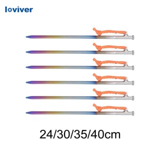[Loviver] หมุดเต็นท์ไทเทเนียมอัลลอย แบบพกพา มั่นคง สําหรับหลังคา เดินป่า 6 ชิ้น