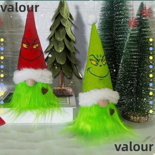 Valour ตุ๊กตาโนมไร้หน้า ผ้ากํามะหยี่ขนนิ่ม สีเขียว สําหรับตกแต่งบ้าน เทศกาลคริสต์มาส