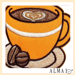 Alma สติกเกอร์ผ้าโพลีเอสเตอร์ ปักลาย สําหรับตกแต่งเสื้อผ้า แก้วกาแฟ