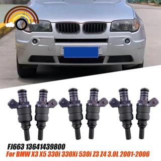 หัวฉีดน้ํามันเชื้อเพลิง FJ663 6 ชิ้น 13641439800 สําหรับ BMW X3 X5 330I 330Xi 530I Z3 Z42001-2006 3.0L 13537546244 13641427240 อะไหล่ชิ้นส่วน