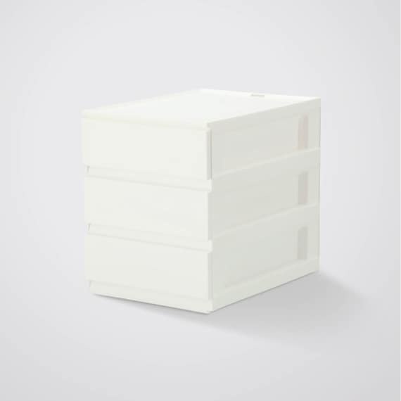 NITORI ลิ้นชักขนาดเล็ก N INBOX2 V ทรงเตี้ย 3 ชั้น สีขาว