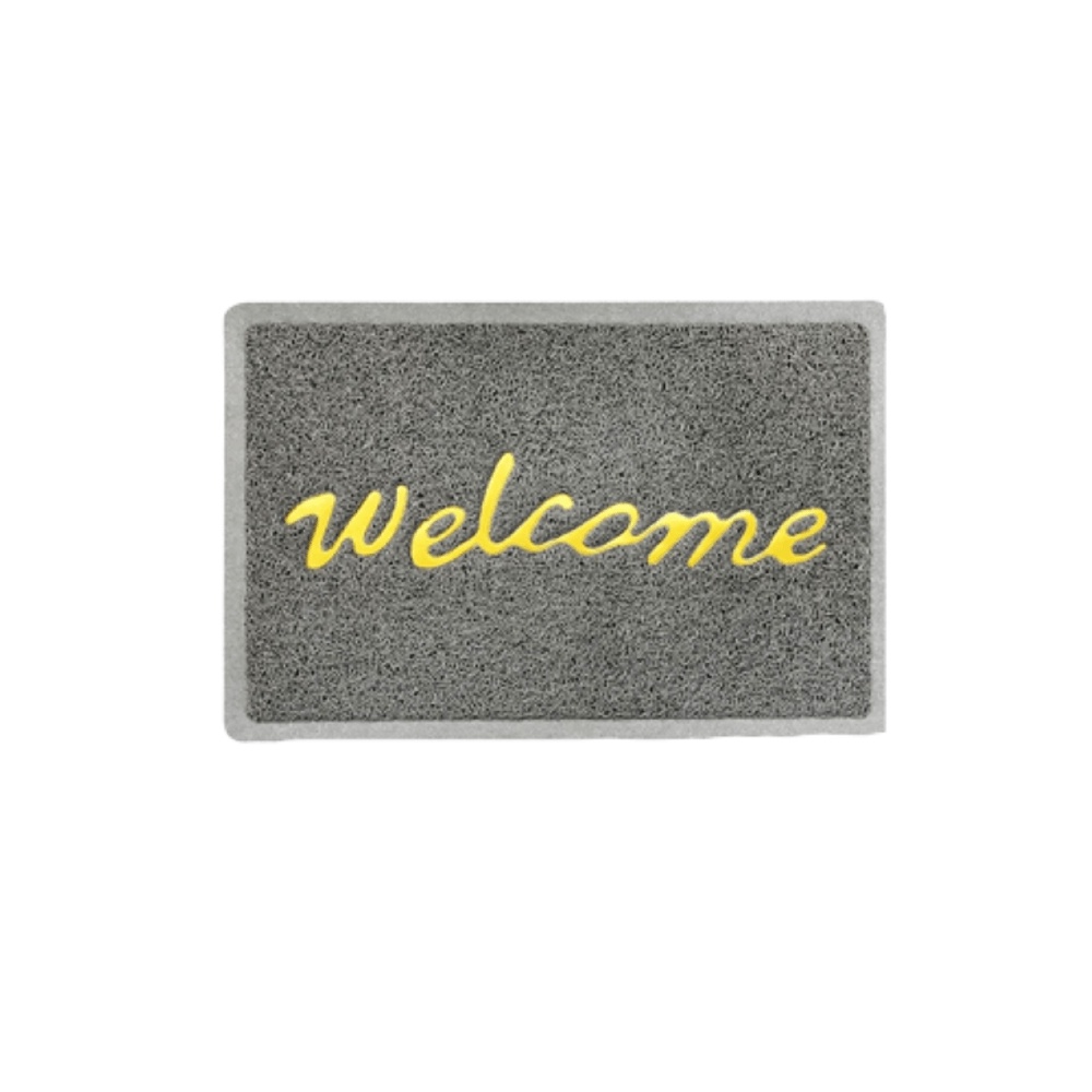 GlobalHouse-GRAFFE พรมเช็ดเท้าดักฝุ่น WELCOME รุ่น CARA-GR ขนาด 40x60x1.2 ซม. สีเทา สินค้าของแท้คุณภาพดี
