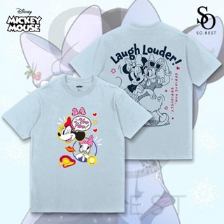 SO.BEST เสื้อยืดดิสนีย์ Minnie Daisy Duck สกรีนหน้า - หลัง  ผ้าสีฟ้าอ่อน ลิขสิทธิ์แท้ Disney