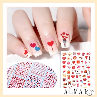 Alma สติกเกอร์ติดเล็บ DIY สีรัก สติกเกอร์ติดเล็บ วันวาเลนไทน์