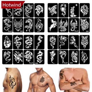 Hotwind แผ่นแม่แบบลายฉลุ รูปมังกร เสือ ขนาดกลาง สําหรับสักร่างกาย C3E4 8 ชิ้น ต่อแผ่น