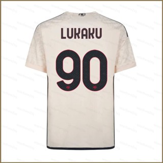 Qy 2023-24 เสื้อยืดแขนสั้น พิมพ์ลาย AS Roma Away Jersey Lukaku พลัสไซซ์