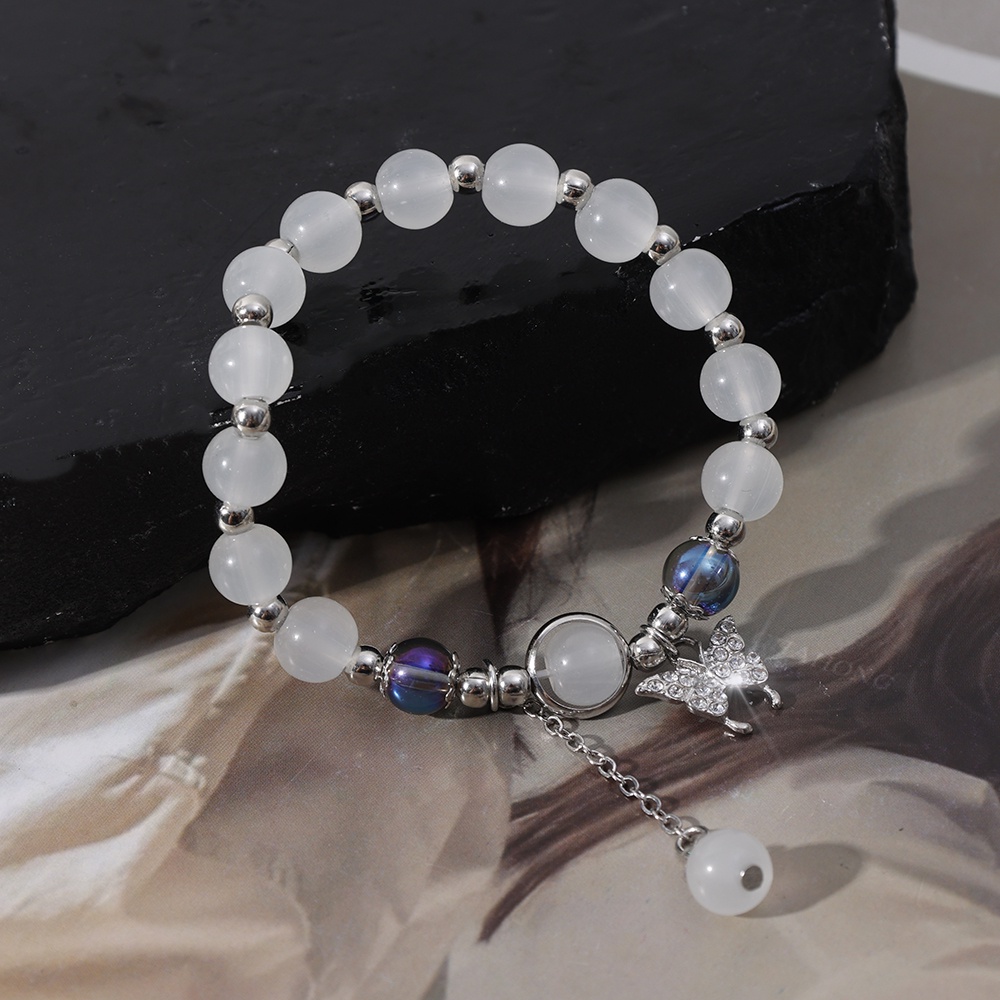 เครื่องประดับ สร้อยข้อมือ ลูกปัด จี้ผีเสื้อ สามารถปรับได้ เหมาะกับของขวัญ สไตล์เกาหลี โบฮีเมียน แฟชั่นสําหรับผู้หญิง Y2K