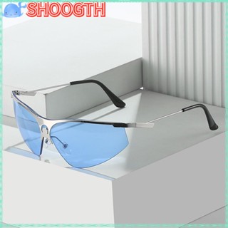 Shoogth แว่นตากันแดดแฟชั่น กรอบโลหะ สีฟ้า สําหรับสตรี