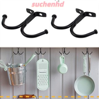 Suchenhd ตะขอแขวนแก้วน้ํา อเนกประสงค์ พร้อมตะขอคู่ ทนทาน สีดํา สําหรับแขวนใต้ตู้ กลางแจ้ง 10 ชิ้น