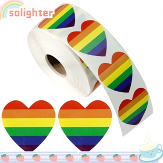 Solighter ม้วนเทปสติกเกอร์ สีรุ้ง รองรับความรัก 2 ม้วน