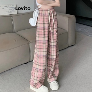 Lovito กางเกงลําลอง แบบผูกเชือก สําหรับผู้หญิง LNA24114 (สีชมพู)