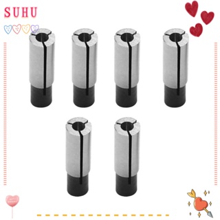 Suhu อะแดปเตอร์หัวจับคอลเล็ต เหล็ก 1/4 นิ้ว เป็น 1/8 นิ้ว ทนทาน สีเงิน สําหรับแกะสลัก 6 ชิ้น|เครื่องมือช่าง