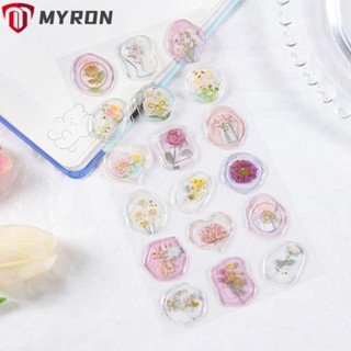 Myron สติกเกอร์ตราประทับขี้ผึ้งใส ลายดอกไม้ สไตล์วินเทจ สําหรับตกแต่งสมุดภาพ แพลนเนอร์ DIY 36 ชิ้น