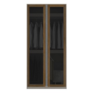 [กทม. 3-5 วัน ส่ง] Koncept furniture ตู้เสื้อผ้าบานเปิด รุ่น Blox สีไม้เข้ม (100x59x210 ซม.)