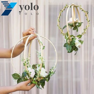 Yolo พวงหรีดไม้ไผ่ ทรงกลม 10-30 ซม. สําหรับแขวนตกแต่งงานแต่งงาน